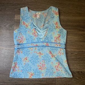OLD NAVY plunge neck blue floral top